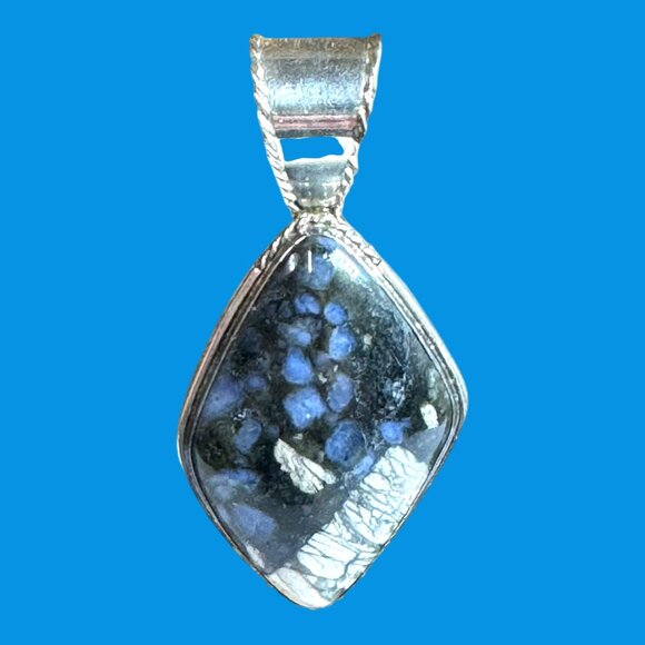 Jay King Sterling Silver & Que Sera Blue Agate Pendant Necklace DTR Discontinued - Picture 2 of 10
